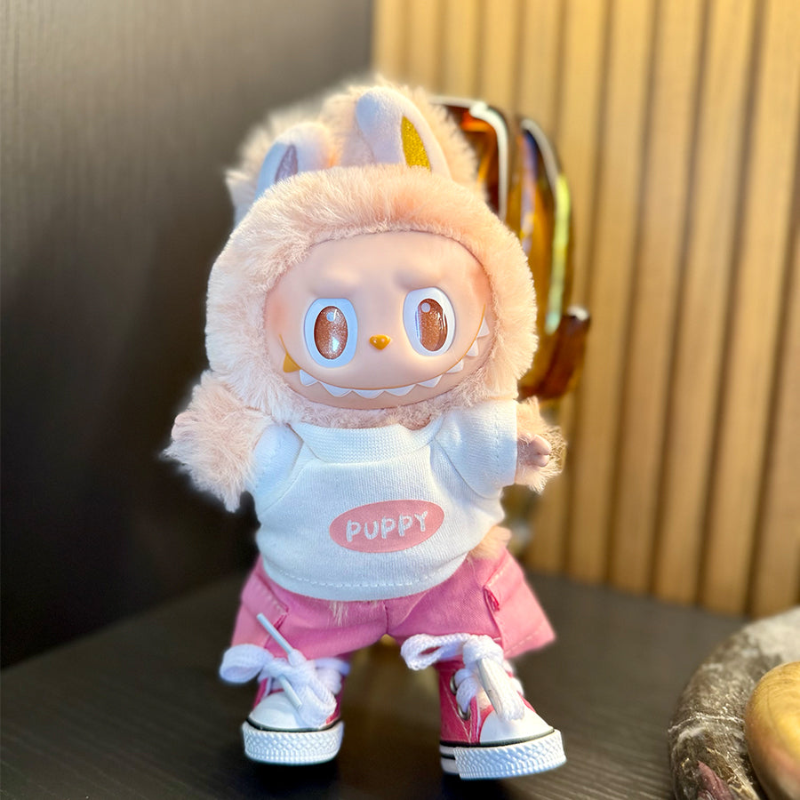 🎀 Peachy Pup Labubu Fit – Pink Street Edition