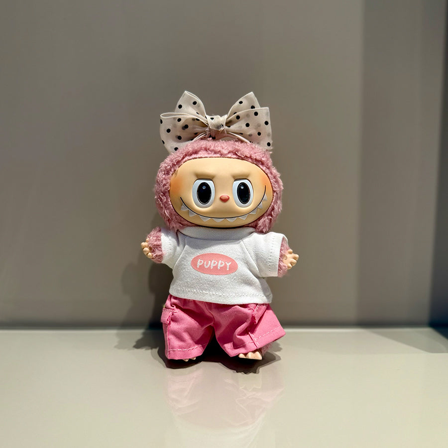 🎀 “Puppy Pop” Labubu Fit – Pink Bow Edition