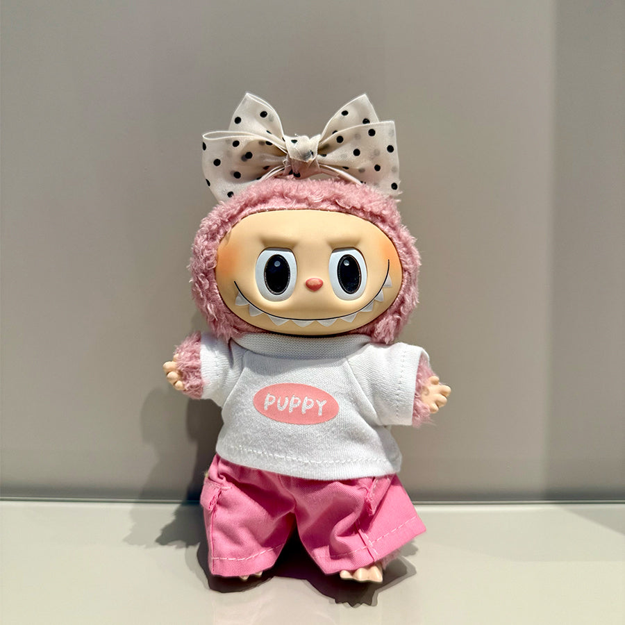 🎀 “Puppy Pop” Labubu Fit – Pink Bow Edition