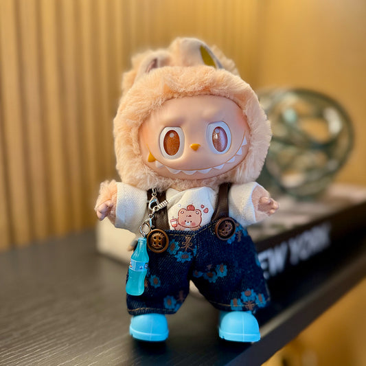 🧋 Bubble Bear Denim Set for Labubu – With Charm & Kicks