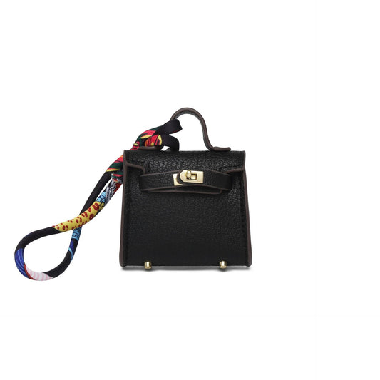 👜 Premium Birkin-Style Mini Bag for Labubu – Black Edition