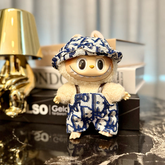 💙 Dior-Inspired Denim Set for Labubu – Monogram Bucket Look