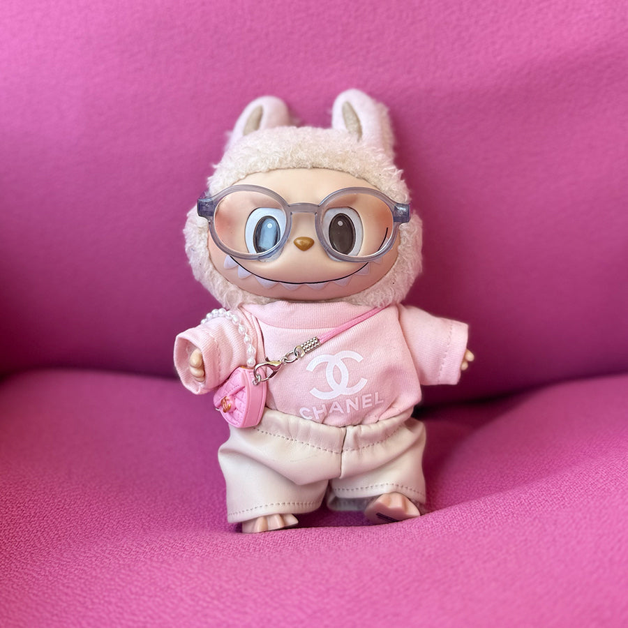 🎀 Pink Chanel-Inspired Set for Labubu – Bubble Blush Edition