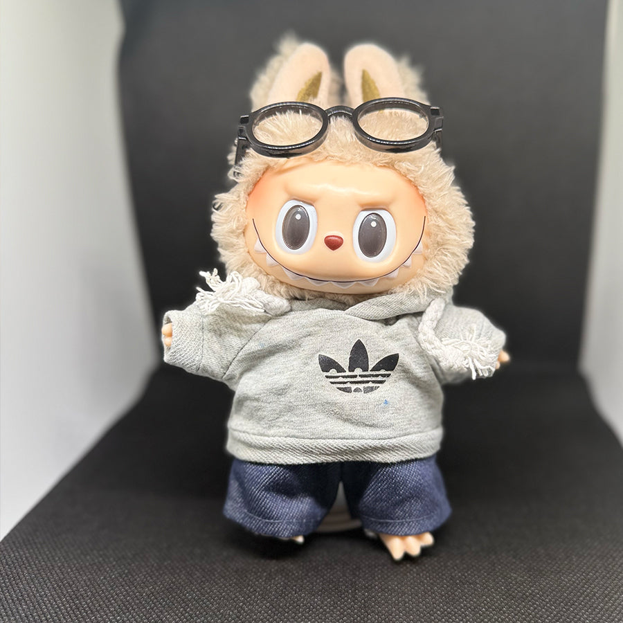 Adidas Inspired Chill Set – For Labubu (Grey Edition)