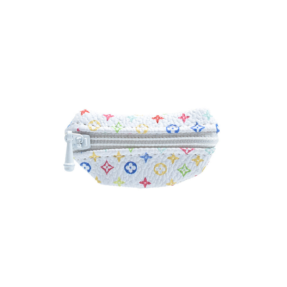 👜 Premium LV Mini Waist Bag (White Rainbow Edition) for Labubu