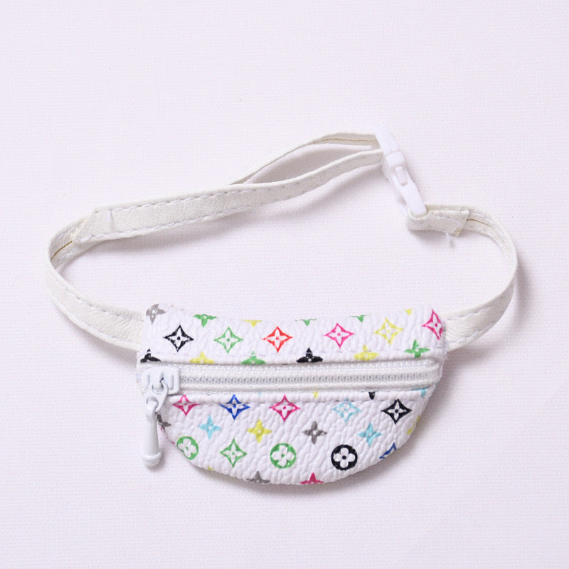 👜 Premium LV Mini Waist Bag (White Rainbow Edition) for Labubu