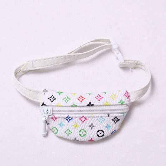 👜 Premium LV Mini Waist Bag (White Rainbow Edition) for Labubu