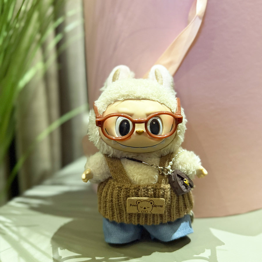 🧸 “Teddy & Chanel” Labubu Fit – Soft Luxe Scholar Edition