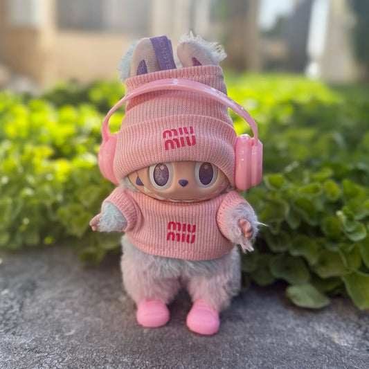 MIU MIU Inspired Labubu Outfit – Pink 3-Piece Set