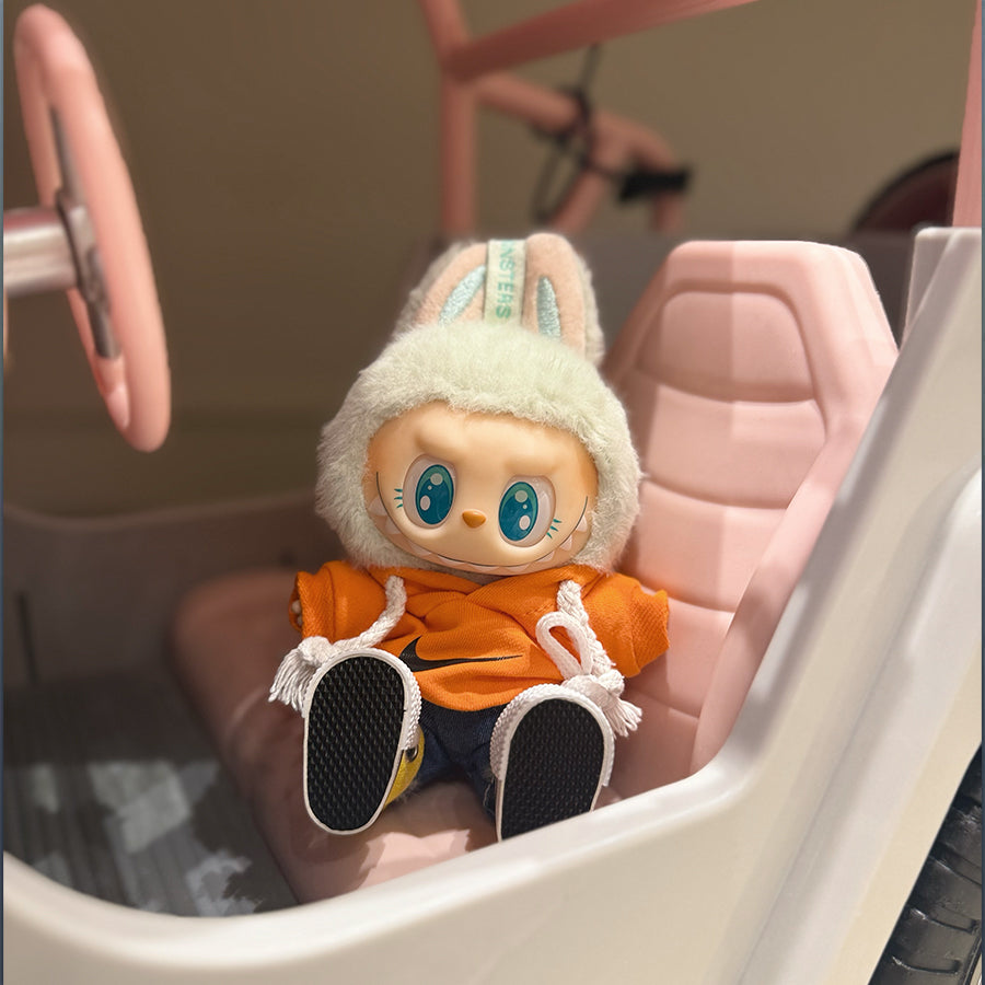 🔥 “Drive Me Wild” Labubu Fit – Orange Hoodie Edition 🧡